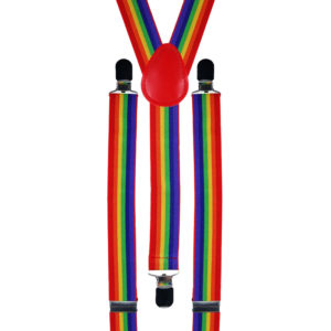 a rainbow colored suspenders