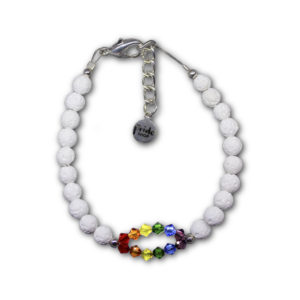 White Lava Stone Bracelet With Rainbow Eye Swarovski® Elements