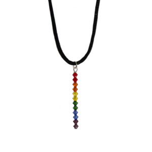 Tiny Rainbow Bead Drop Leather Necklace With Swarovski® Elements