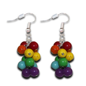 Rainbow Stone Cluster Earrings