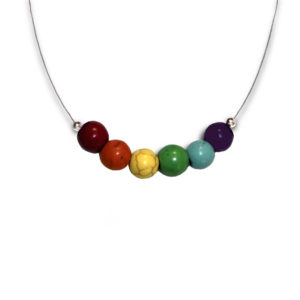 Rainbow Stone Set Wire Necklace