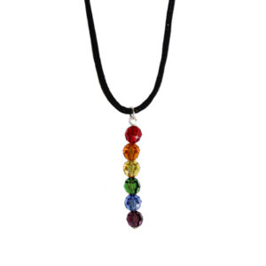 Rainbow Bead Drop Leather Necklace With Swarovski® Elements