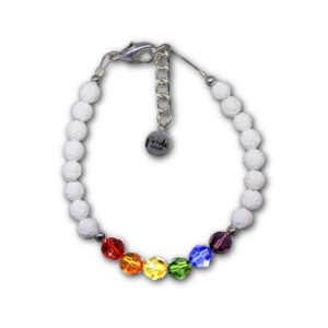 White Lava Stone Bracelet With Rainbow Swarovski® Elements Set