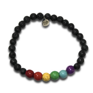 Black Lava Rainbow Stone Bracelet