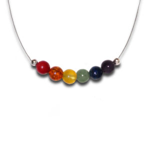 Rainbow Gem Stone Set Wire Necklace