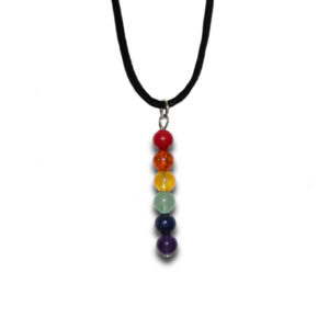 Rainbow Leather Necklace With GemStone Bead Drop