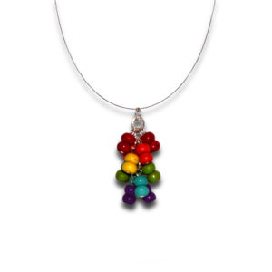 Rainbow Heishi Stone Cluster Wire Necklace