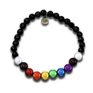 Black Lava Straight Ally Rainbow Holographic Bracelet