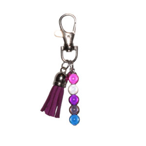 Gender Fluid Holographic Drop Bag Charm With Tassle