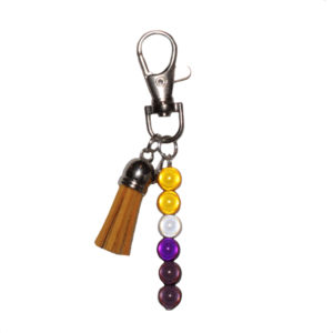 Non Binary Holographic Drop Bag Charm With Tassle