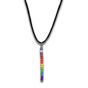 Tiny Straight Ally Rainbow Holographic Bead Drop Necklace