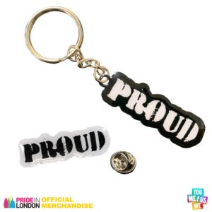 Pride In London - PROUD Pin Badge And Keyring Set