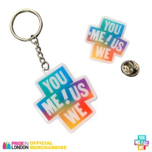 Pride In London - You Me Us We Pin Badge And Keyring Set