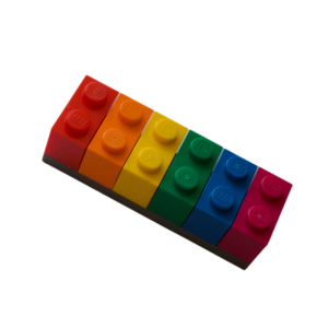 rainbow lego brick fridge magnet