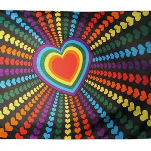 Rainbow Love Heart (5ft by 3ft) Premium Pride Flag