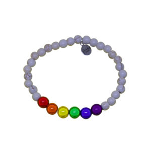 white stone bracelet with rainbow holographic set