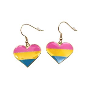Pansexual Pride Flag Heart Shape Earrings