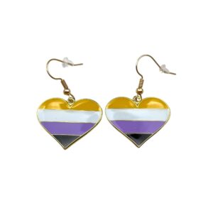 Non Binary Pride Flag Heart Shape Earrings
