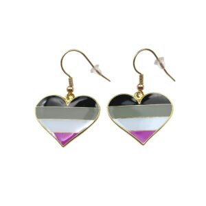 Asexual Pride Flag Heart Shape Earrings