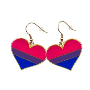 Bisexual Pride Flag Heart Shape Earrings
