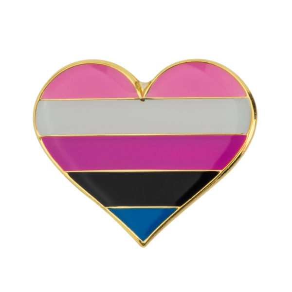 Gender Fluid Heart Pin Badge
