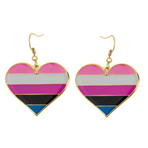 Gender Fluid Pride Flag Heart Shape Earrings