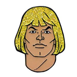 He Mann Glitter Face Pin Badge