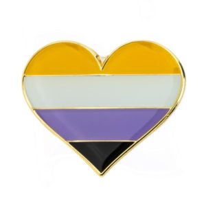 Non Binary Heart Pin Badge