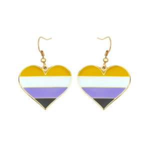 Non Binary Pride Flag Heart shape Earrings