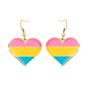 Pansexual Pride Flag Heart Shape Earrings