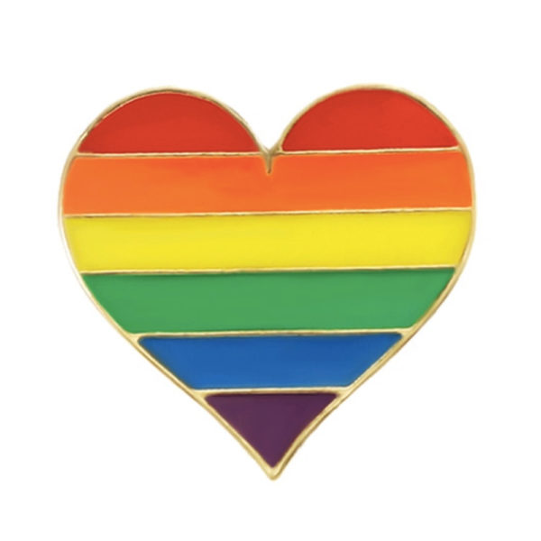 Rainbow Flag Heart Pin Badge
