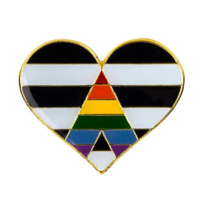 Straight Ally Heart Pin Badge