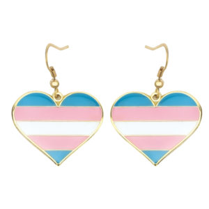 Transgender Pride FLag Heart Shape Earrings