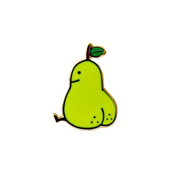 naked pear bottom pin badge