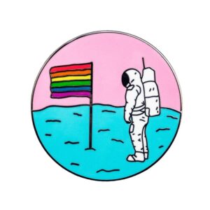 rainbow flag on the moon pin badge
