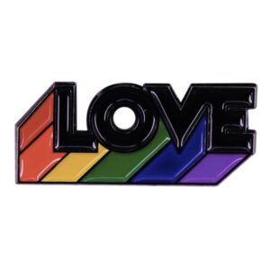 Rainbow love black pin badge