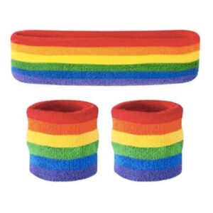LGBT Rainbow Sweatbands and Headband Set