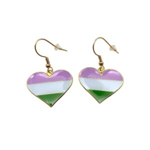 GenderQueer Pride Flag Heart Shape Earrings