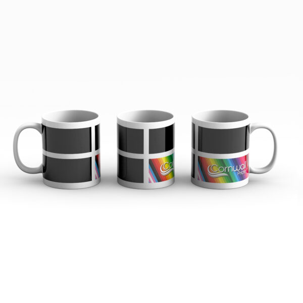 Cornwall Pride Flag Logo Mug 3 way shot