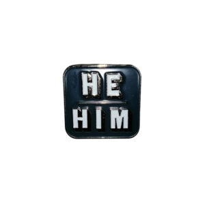 He / Him Pronoun Pin Badge Navy