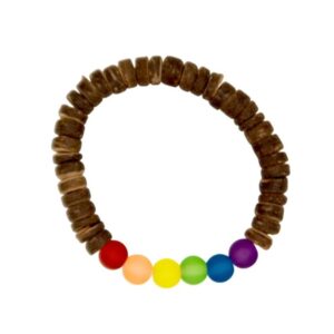 Coconut / Frosted Glass LGBT Rainbow Bracelet