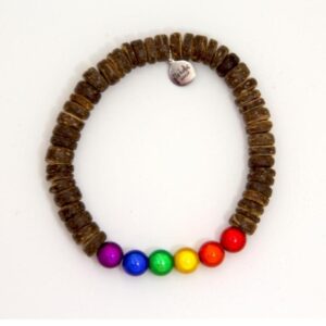 Coconut / Holographic Bead LGBT Rainbow Bracelet
