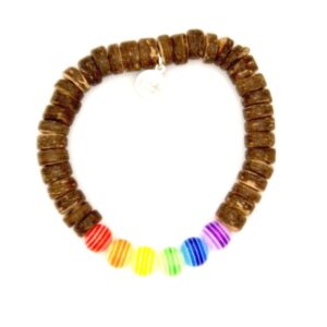 Coconut / Resin Bead LGBT Rainbow Bracelet