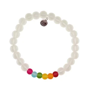 Rainbow Tiny Glass Bracelet In White