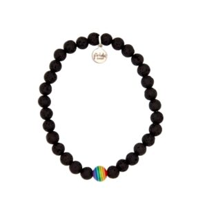 Rainbow LAVA Resin Bead Bracelets in Black