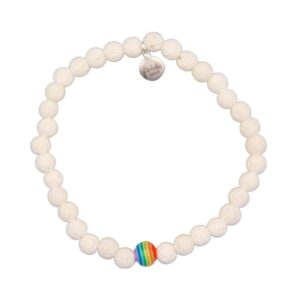 Rainbow LAVA Resin Bead Bracelets in White