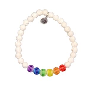 Rainbow LAVA Resin Set Bracelets in White