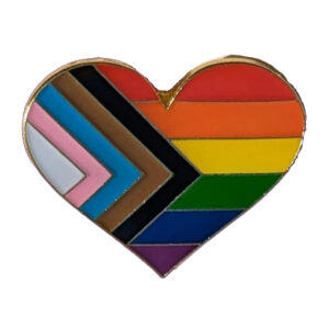 Progress Pride Rainbow Gay Pride Heart Pin Badge