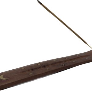 Wooden Incense Ash Catcher 10" - Star & Moon Design