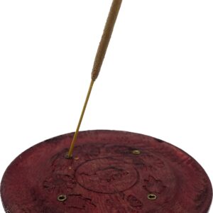 Red Wooden Incense Holder Plate Carved Elephant 5''